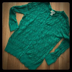 LOFT Emerald Green Lace Knit Cardigan