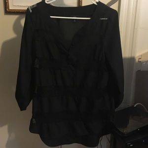 Black, lace detail tunic top