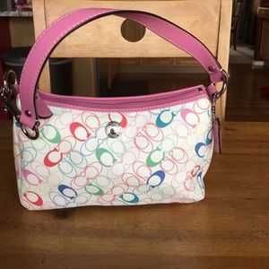 Pink multi color coach purse