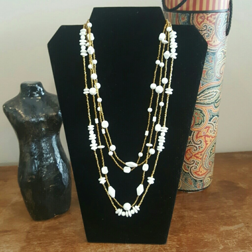 Gold and White Handmade necklace!!