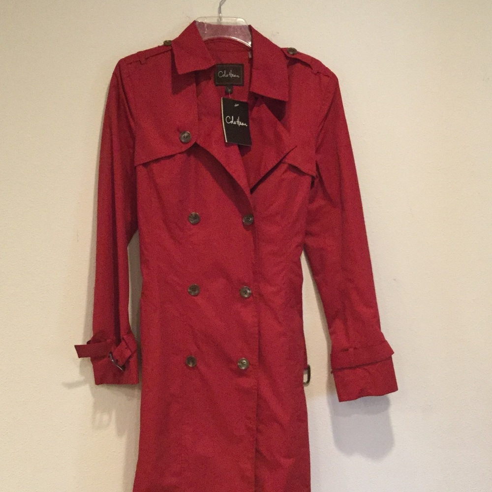 Cole haan red long trenchcoat jacket coat