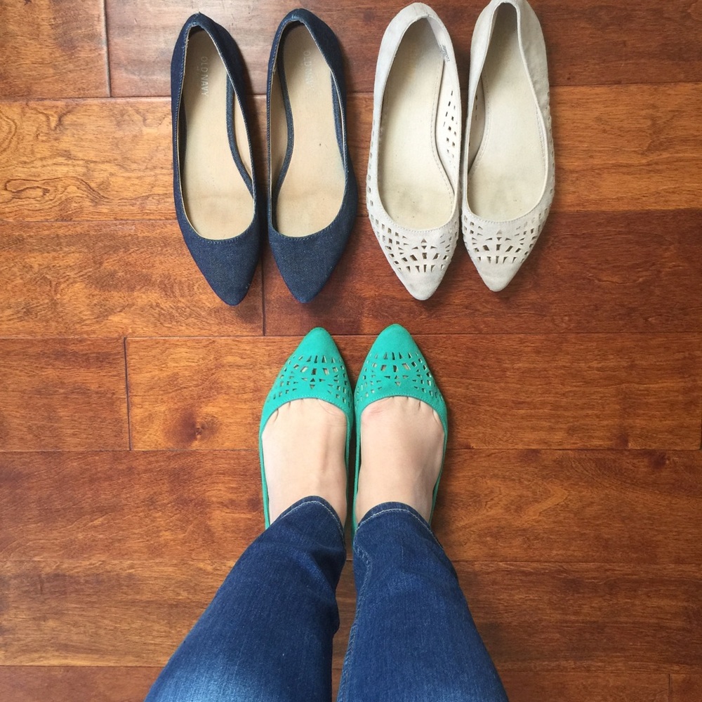 Lot of 3 Cute & Comfortable pointy flats!