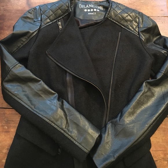 Blank NYC Jackets & Blazers - Faux Leather & Wool moto biker jacket