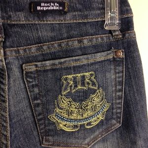 Rock & Republic crystal pocket bootcut jeans