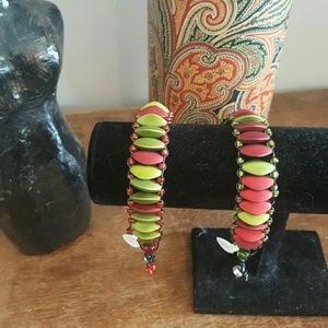 Red and green handmade bracelet