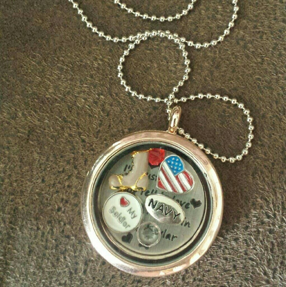 Navy Locket and Charms. New~made by me!