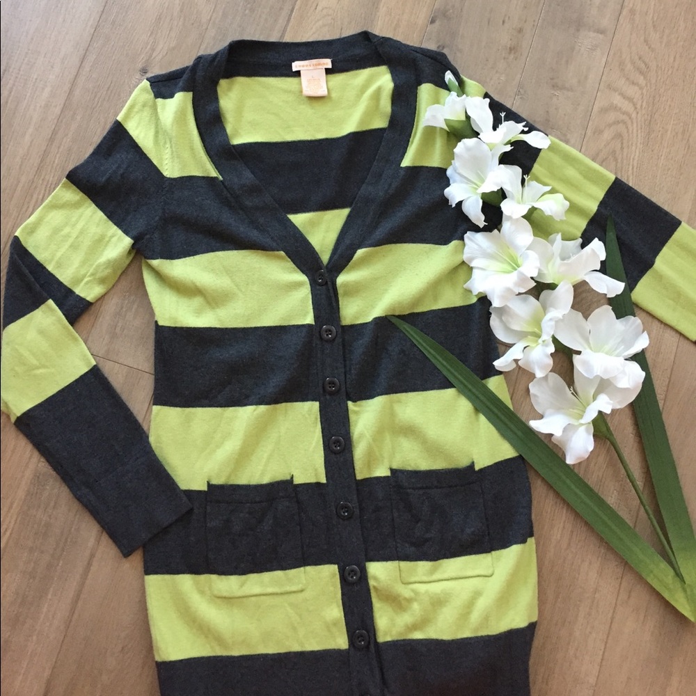 Pale green and dark gray block sweater