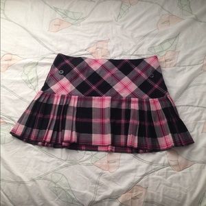Pink and black plaid school girl skirt