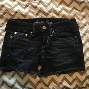 American eagle dark wash midi shorts