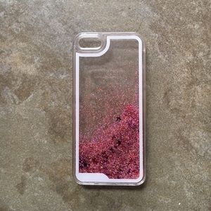 iPhone 5 /5s / SE liquid glitter case -Pink Stars