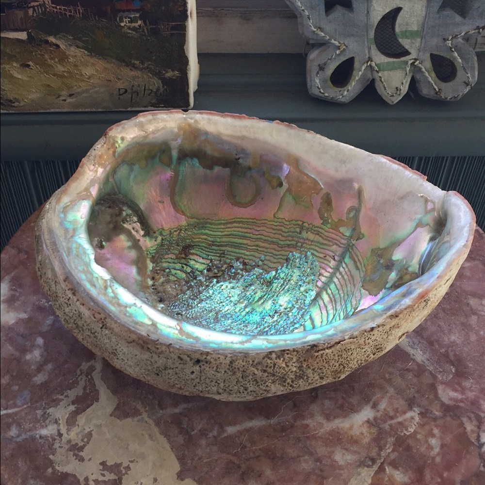 Large alabaster Mermaid Seashell Trinket Dish bowl