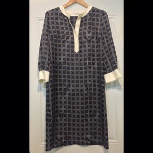 Christian Dior Navy & White Silk Shift Dress
