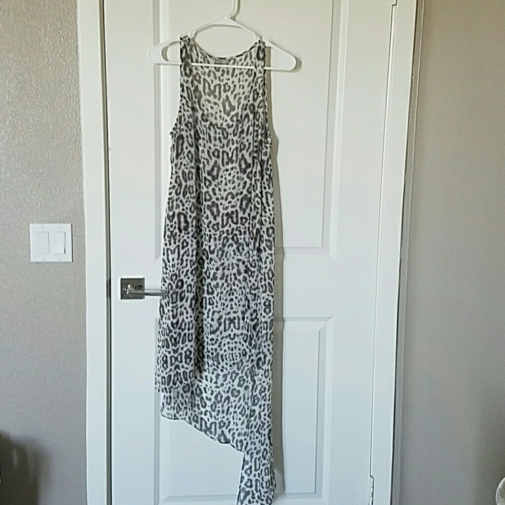 Guess Leopard A symetrical Sheer Dress.