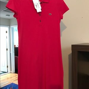 Bright pink Lacoste Pique stretch dress, size 36.