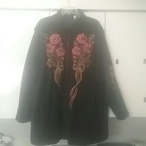 Bob Mackie embroidered Fleece Jacket 3x