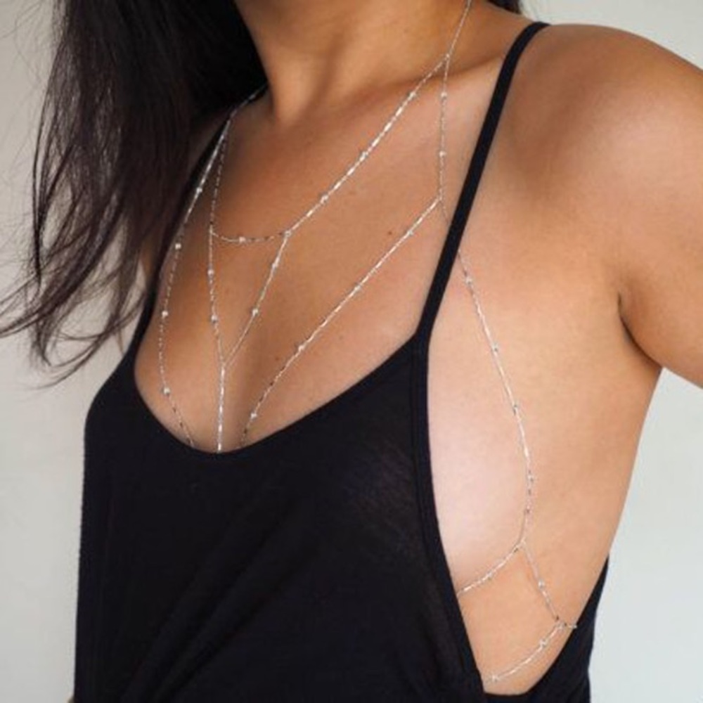 🔥SALE🔥 Silver chain bralette body chain 💅🏻