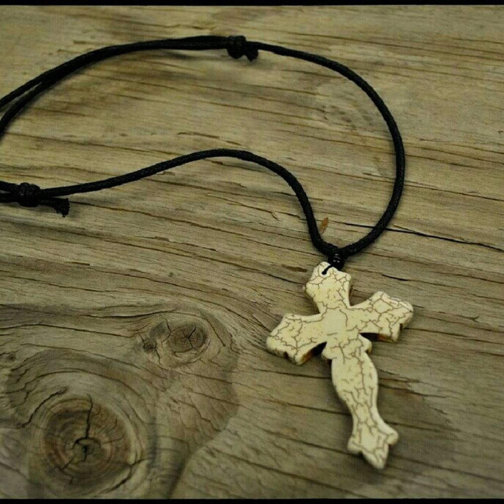 White Cross Adjustable Necklace *New~