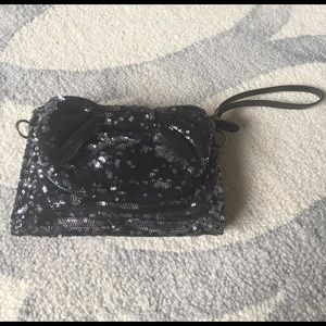 Betsey Johnson Bow & Sequin wristlet