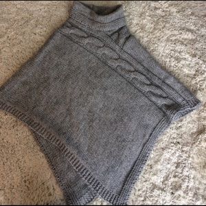 Gray turtleneck sweater poncho