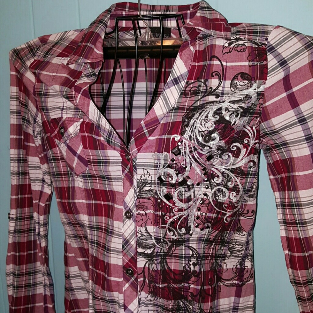 DAYTRIP buckle plaid long sleeve sz M shirt