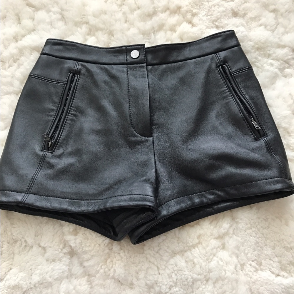 BCBGMAXAZRIA Real Leather shorts.