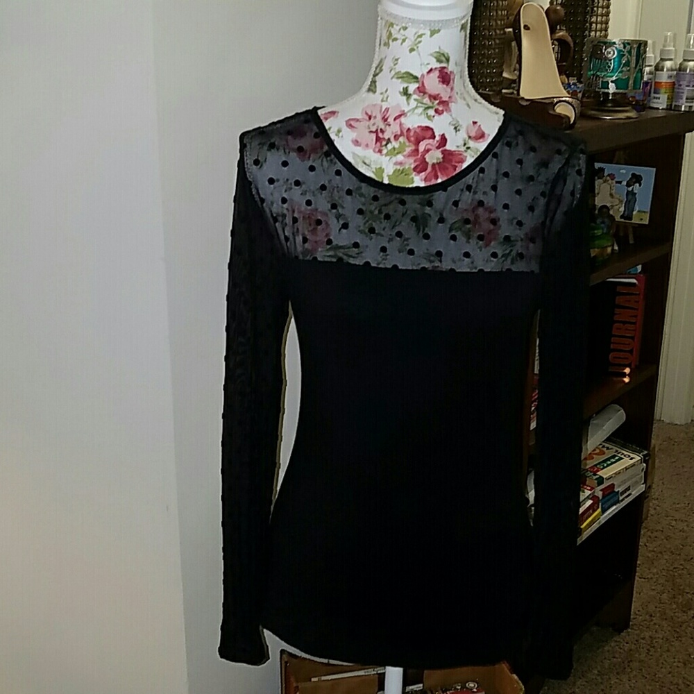 H&M SHEER AND COTTON TOP SIZE MEDIUM /Large