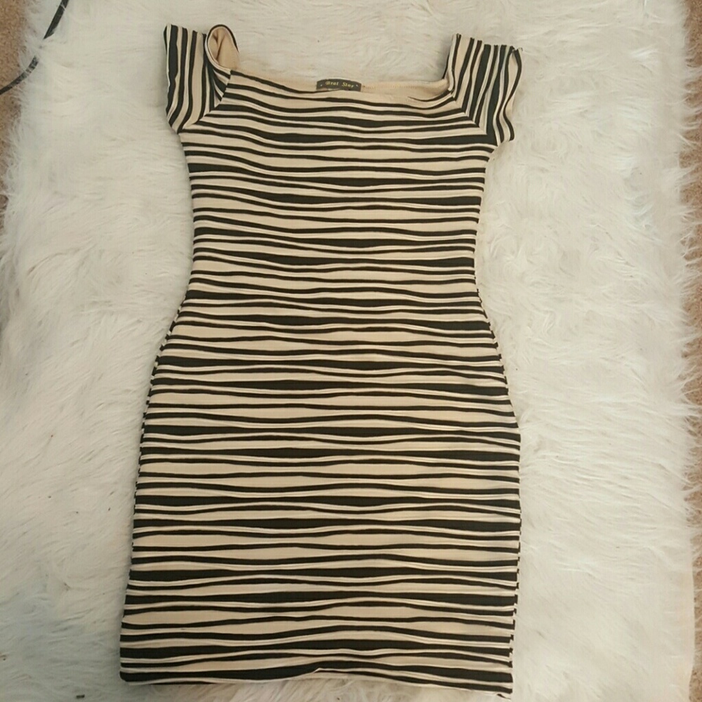 Black and tan stripped dress
