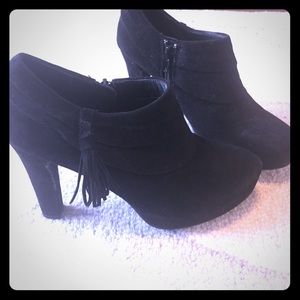 Black Suede Heeled Booties