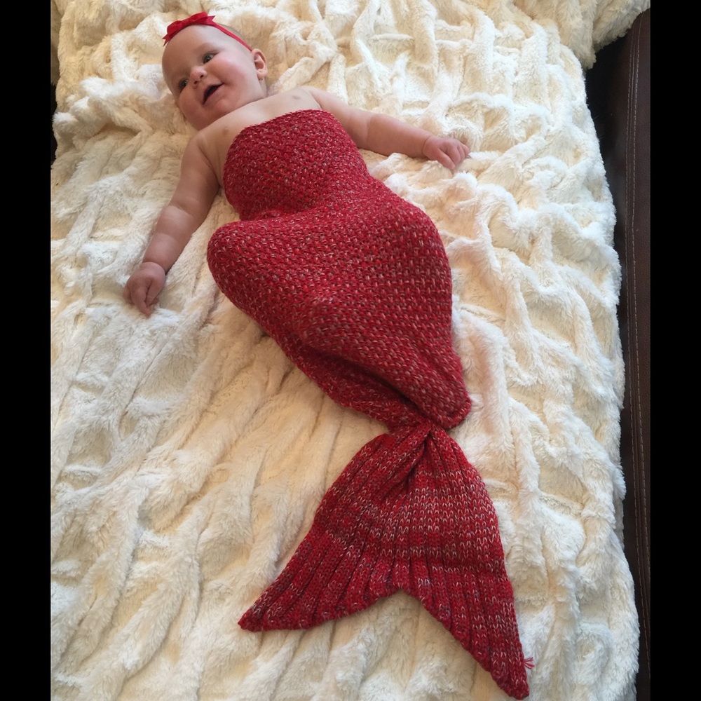 Red Baby Mermaid Tail Blanket