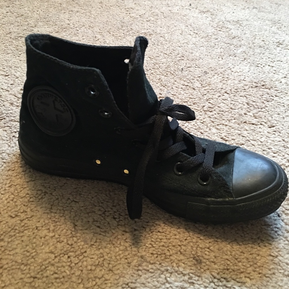 All black high top converse. Women's size 8