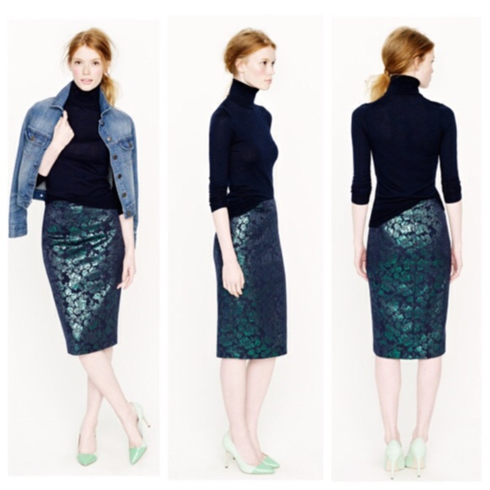 Metallic J Crew pencil skirt size 0