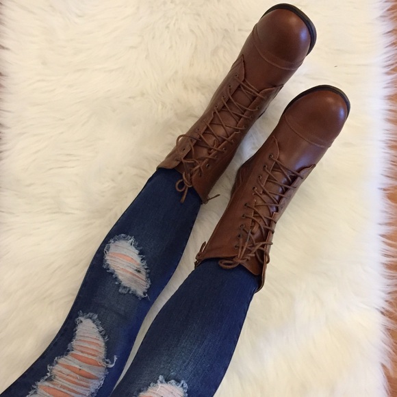 •LAST ONE• Tan Lace Up Combat Boots - Picture 8 of 8