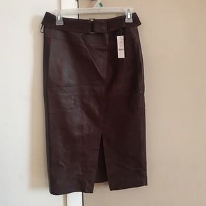 Brown leather and suede skirt