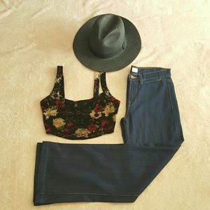 Velvet floral crop top