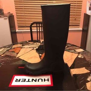 Hunter Boots tall black matte boots