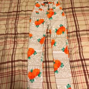 High waist fitted pants capris