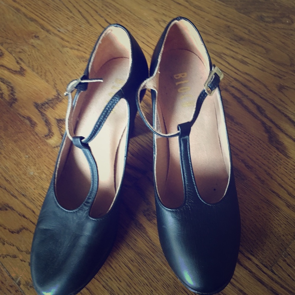 Black t-strap character shoes size 7.5