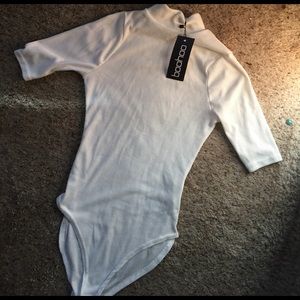 Ribbed, turtleneck bodysuit