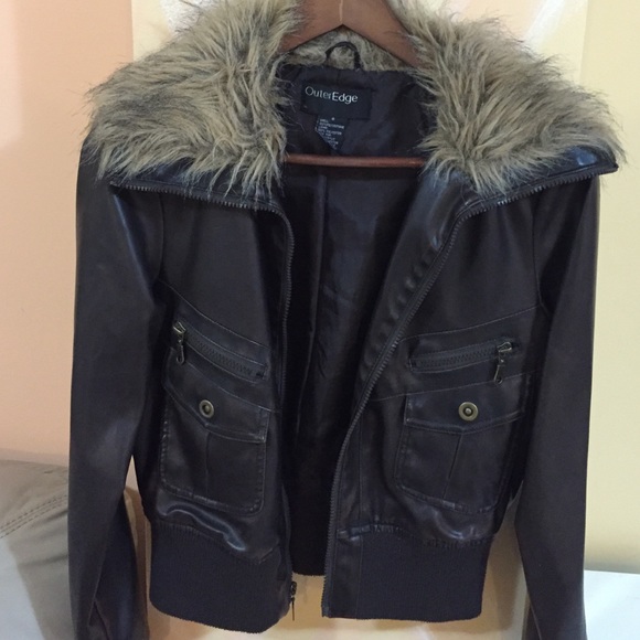 Leather jacket with faux fur - Picture 3 of 4