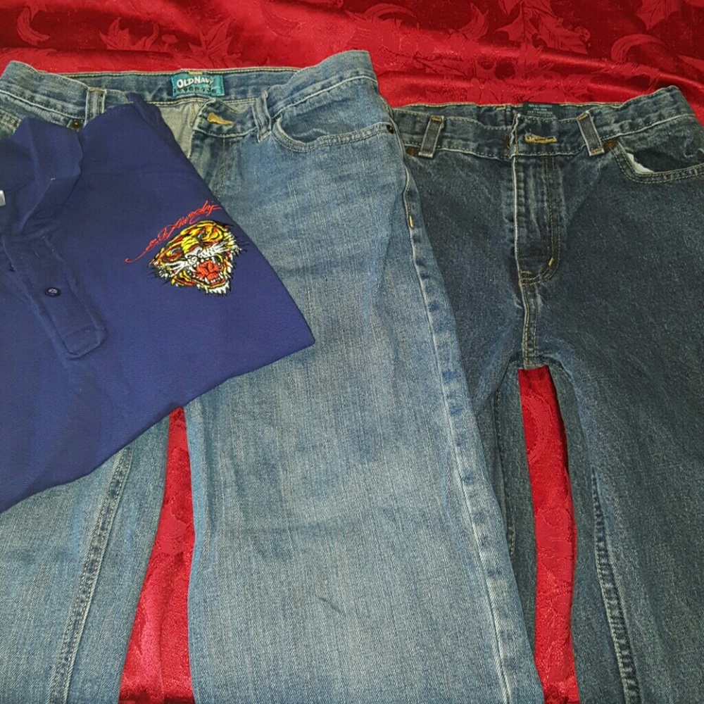 Boys jeans and Ed Hardy lot sz L and 14reg