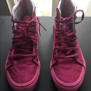 Pink VANS Shimmer Sk8-Hi Zip Girls Shoes