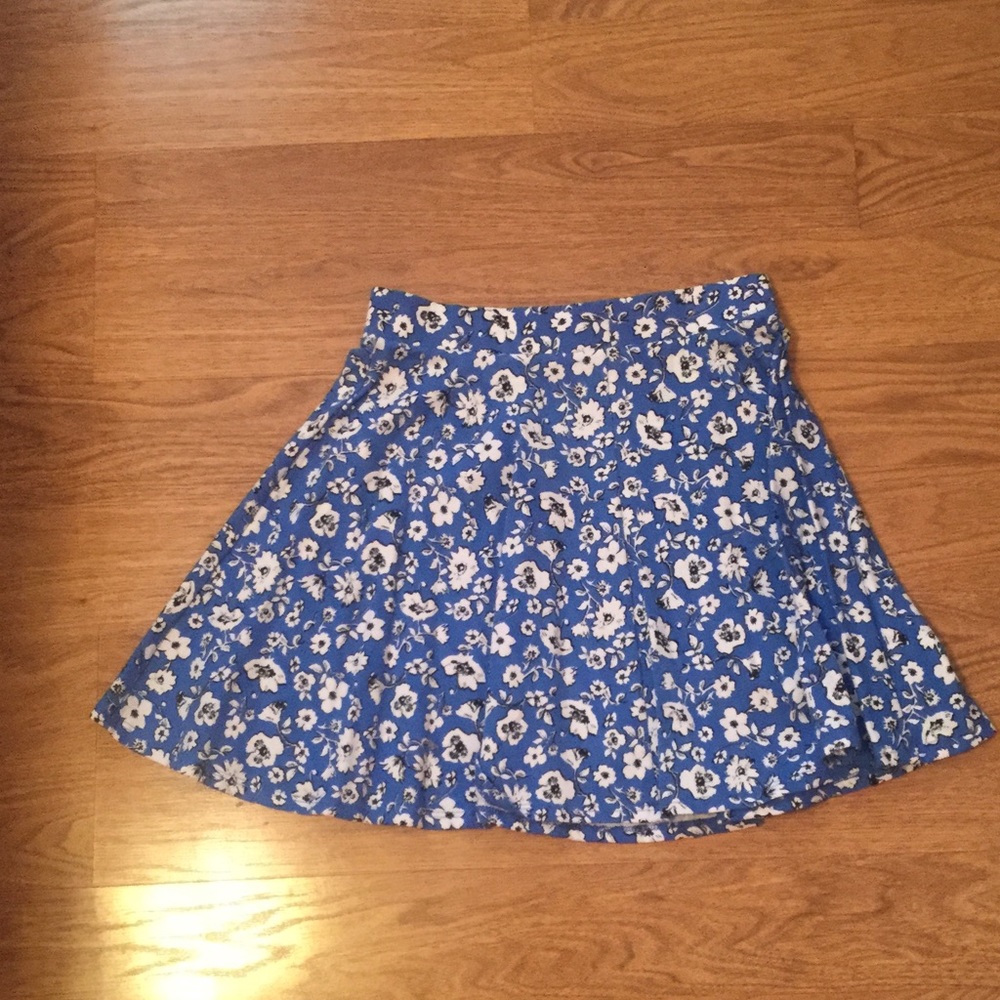 Blue Floral Printed Skirt