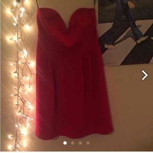 Red strapless mini dress