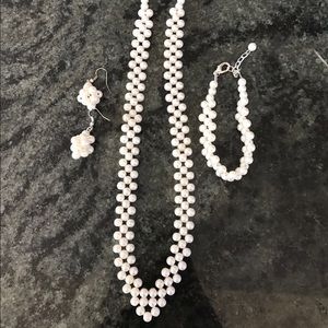 Necklace earrings and bracelet