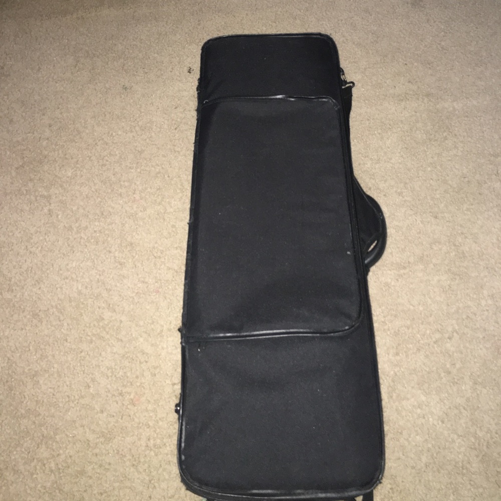 violin with case, bow, violin book, rosin, strap