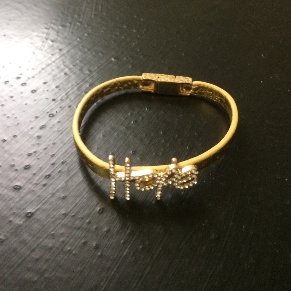 Gold  hope leather bracelet