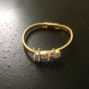 Gold  hope leather bracelet