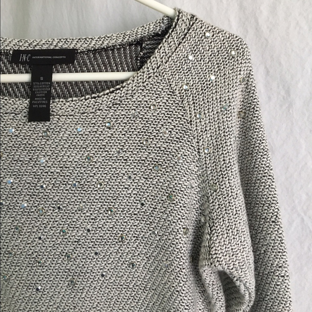 Simple Grey Sweater with a Twist of Glamor
