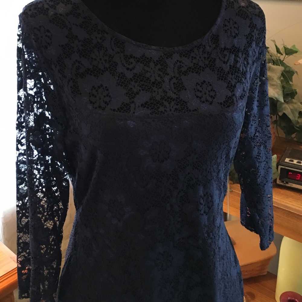Beautiful navy lace overlay dress by Boston proper