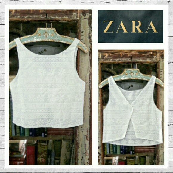Zara Tops - Zara Embroidered Festival Boho Crop Top Sz S